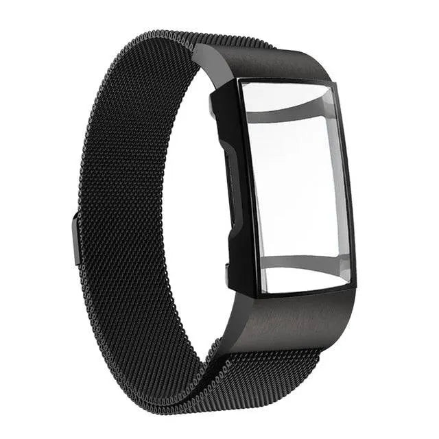 Makellos sauberes Edelstahl-Mesh-Uhrenarmbandgehäuse für Fitbit Charge 3 und 4