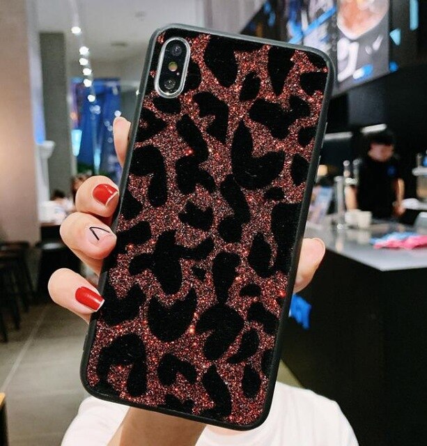 Rote Glitzer-Leoparden-Handyhülle für Samsung