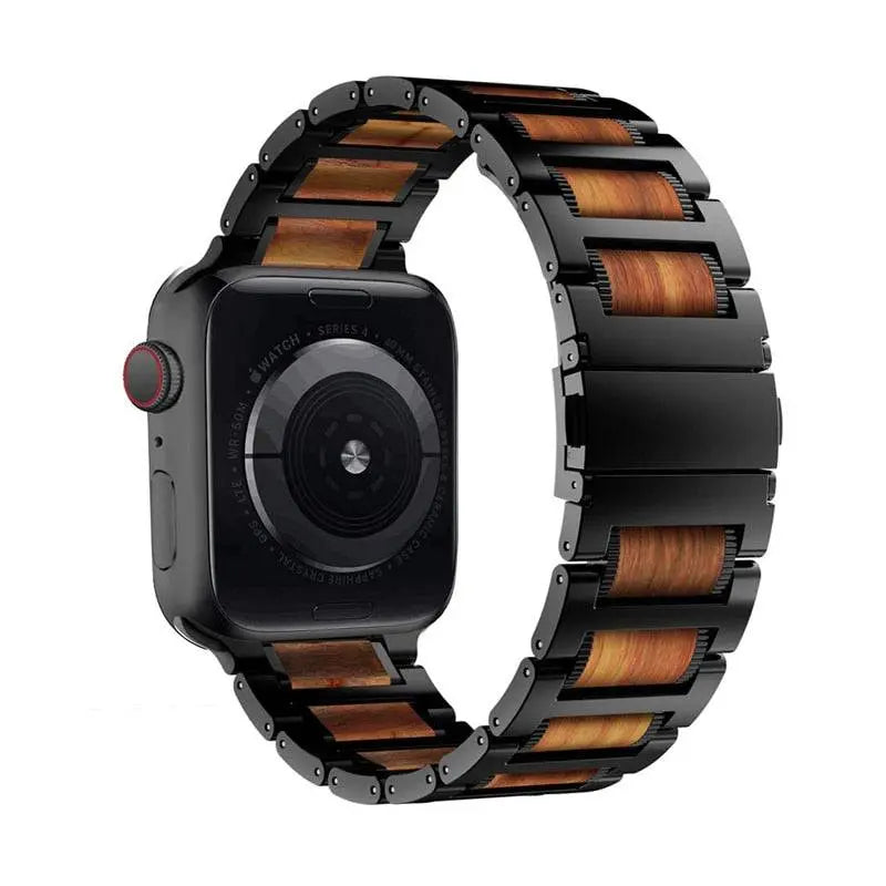 Individuelles Apple Watch-Armband aus hochwertigem Holz und Stahl