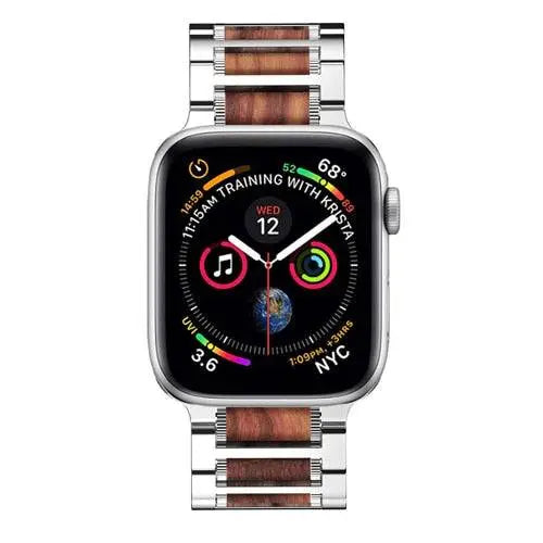 Individuelles Apple Watch-Armband aus hochwertigem Holz und Stahl