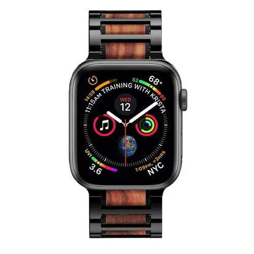 Individuelles Apple Watch-Armband aus hochwertigem Holz und Stahl