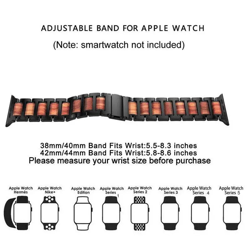 Individuelles Apple Watch-Armband aus hochwertigem Holz und Stahl