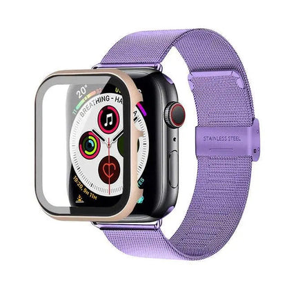 Edelstahl-Mesh-Armband mit Displayschutz aus gehärtetem Edelstahlglas für die Apple Watch