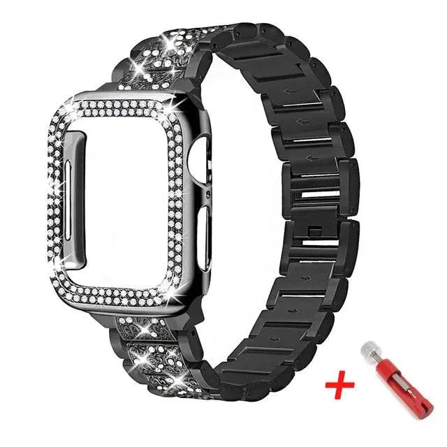 Diamond Pristine Edelstahlarmband mit Gehäuse für Apple Watch