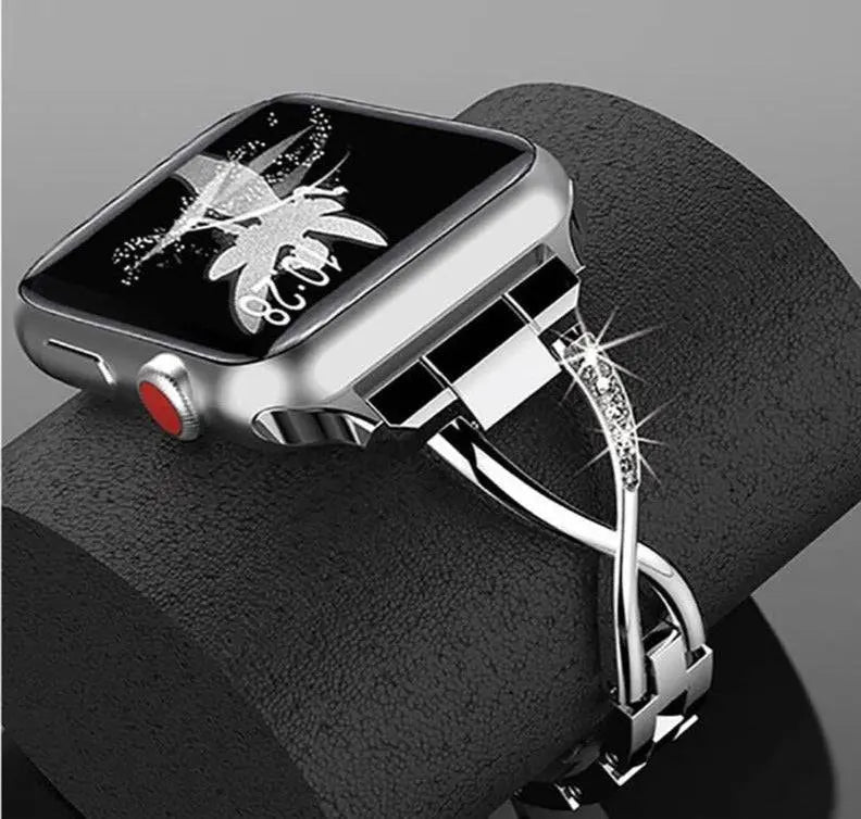 Diamond Luxe Edelstahlarmband mit Gehäuse für Apple Watch