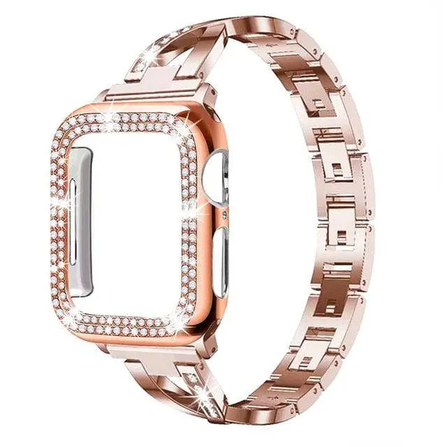 Diamond Luxe Edelstahlarmband mit Gehäuse für Apple Watch