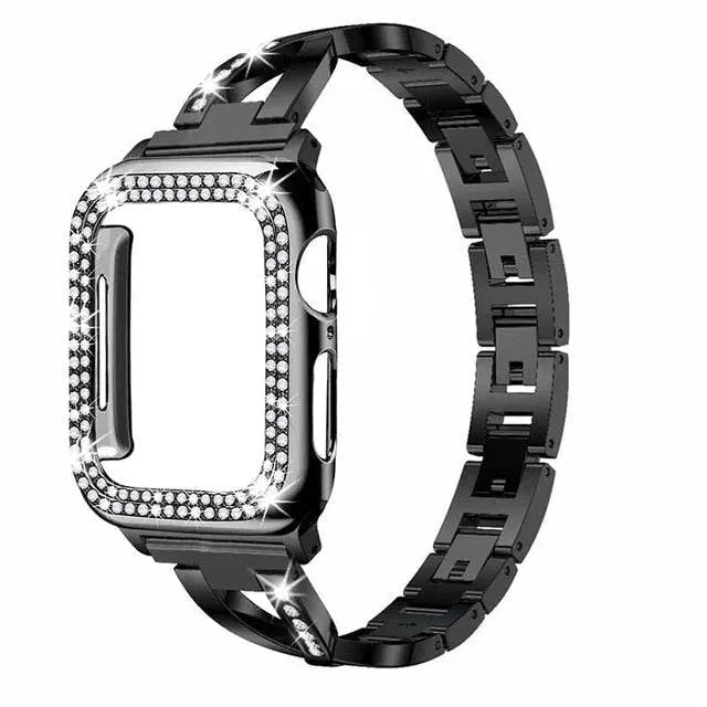 Diamond Luxe Edelstahlarmband mit Gehäuse für Apple Watch