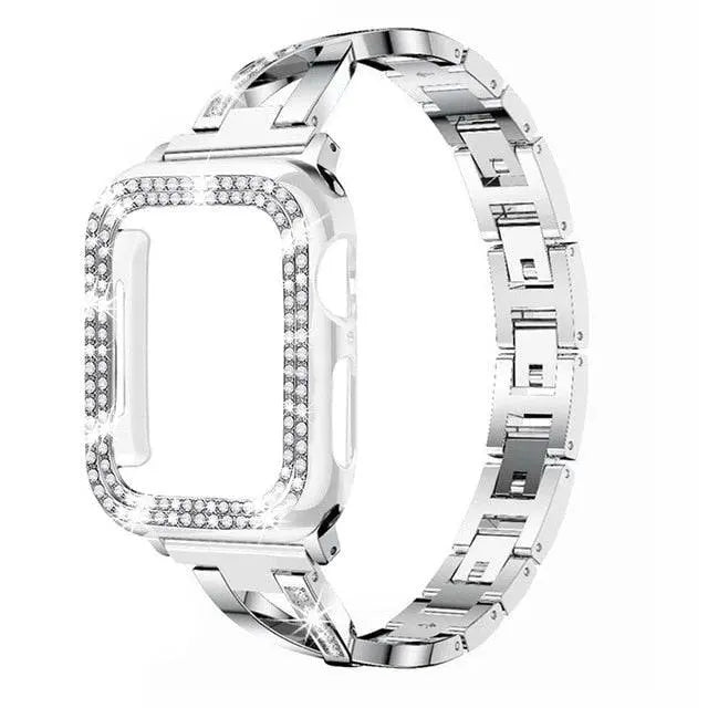 Diamond Luxe Edelstahlarmband mit Gehäuse für Apple Watch