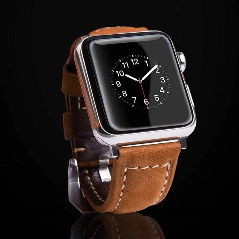 Individuell handgenähtes Echtlederarmband für die Apple Watch