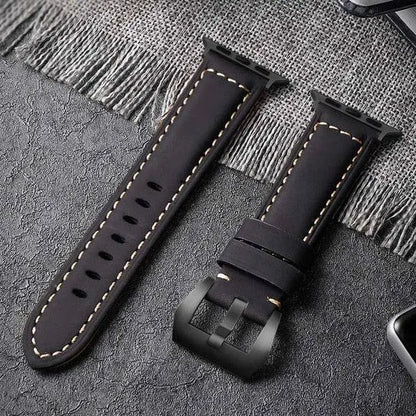 Individuell handgenähtes Echtlederarmband für die Apple Watch