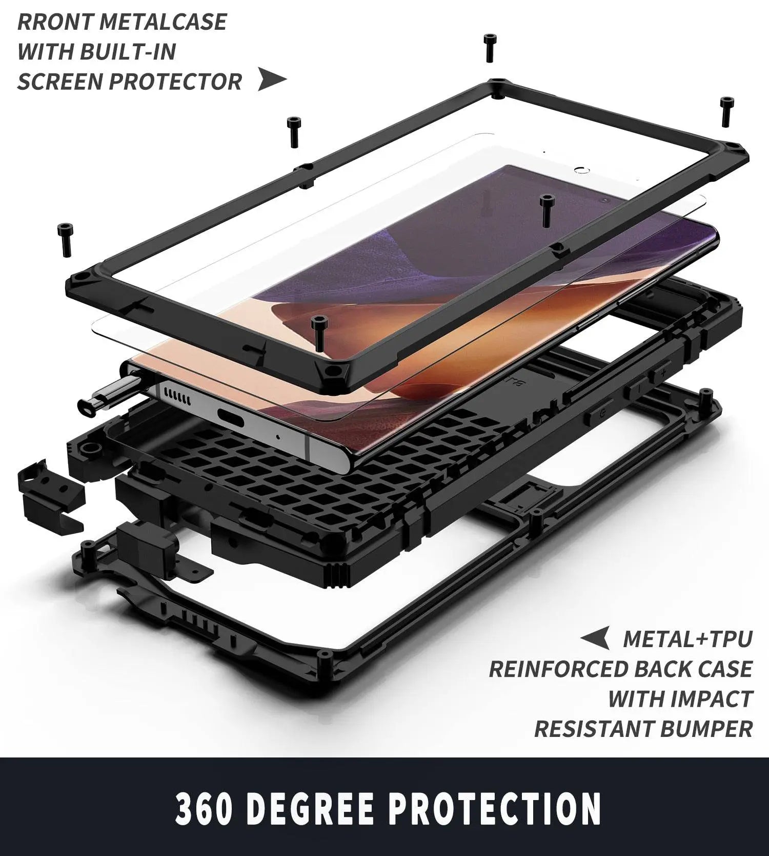 360-Grad-Rüstungshülle aus Vollmetall-Aluminium für das Samsung Galaxy Note 20 Note 20 Ultra 5G-Telefon