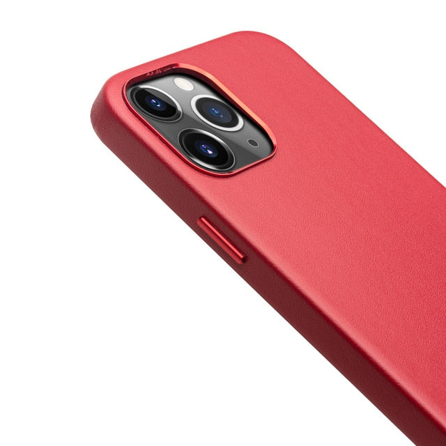 Dünne echte Leder-Handyhülle für iPhone 12 Editionen