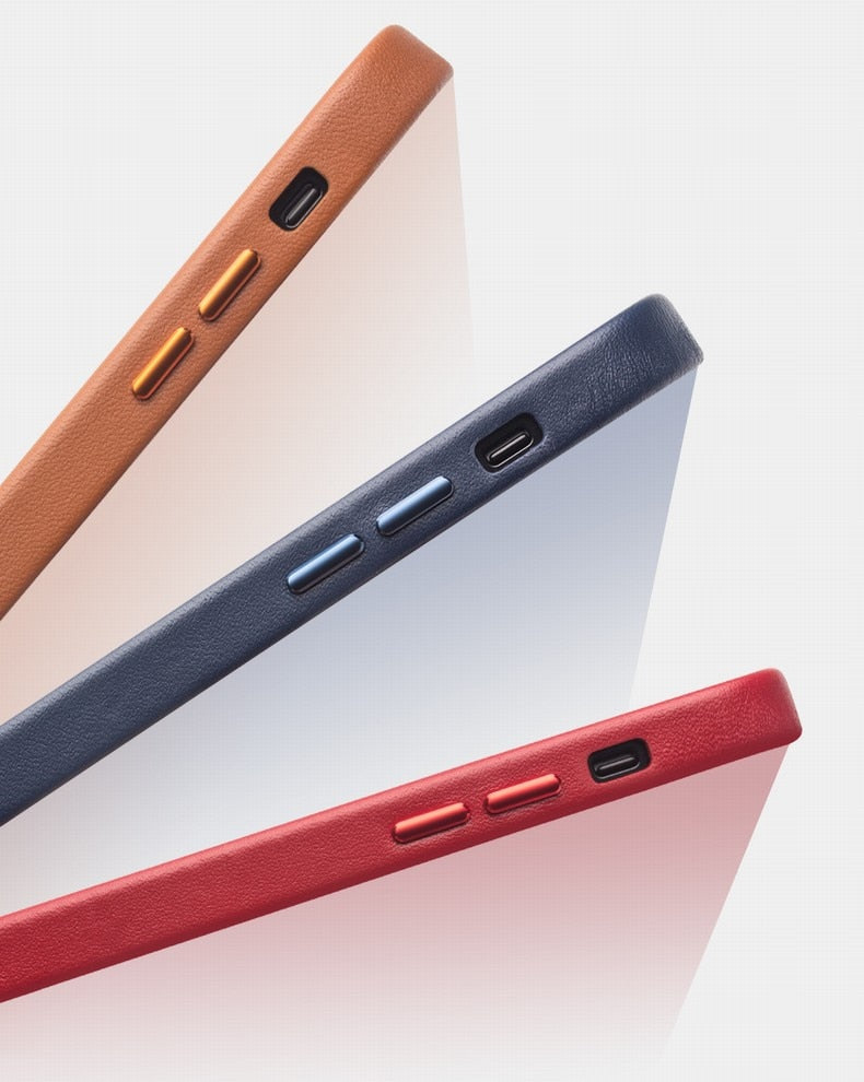 Dünne echte Leder-Handyhülle für iPhone 12 Editionen
