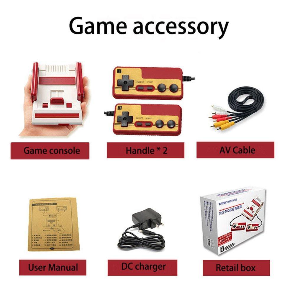 Retro AV-Spielekonsole mit 400 integrierten 8-Bit-Spielen und 2 Controllern für TV