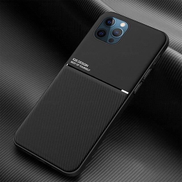 Luxuriöse weiche Auto-Magnet-Matte-Lederhülle für iPhone 13 Serie