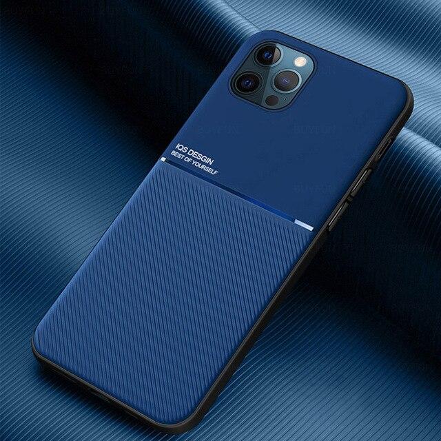 Luxuriöse weiche Auto-Magnet-Matte-Lederhülle für iPhone 13 Serie