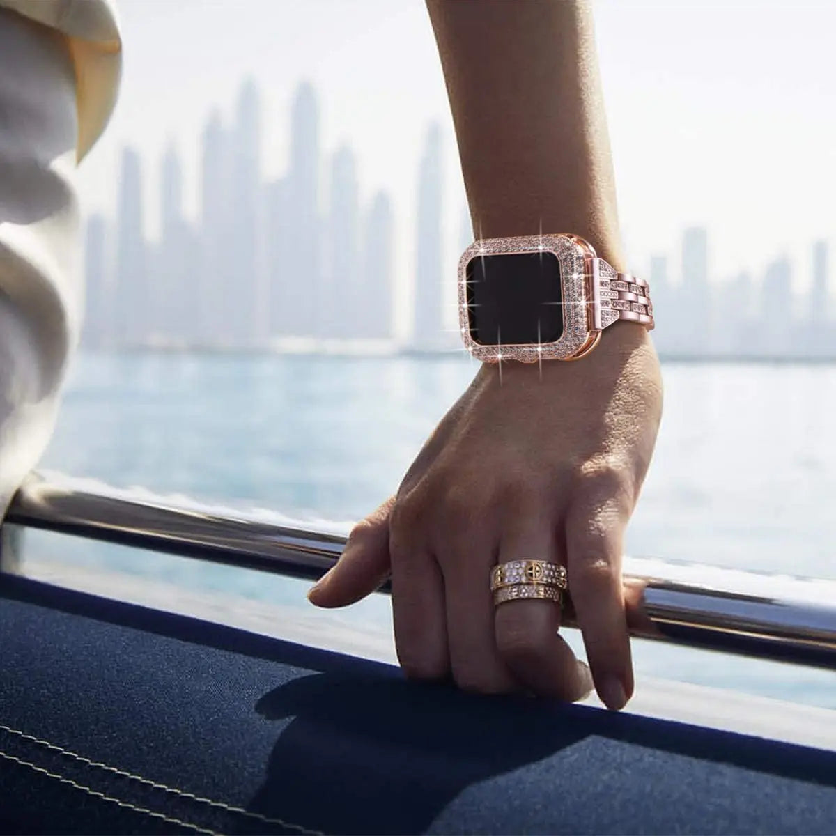 18 Karat rosévergoldetes Diamantgehäuse für die Apple Watch Series 1/2/3/4/5/6