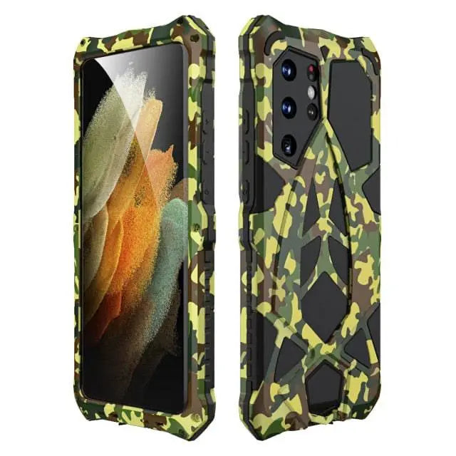 Militärische Tarn-Metallpanzerhülle für Samsung Galaxy S21 / S21 Plus / S21 Ultra Ultra 5G