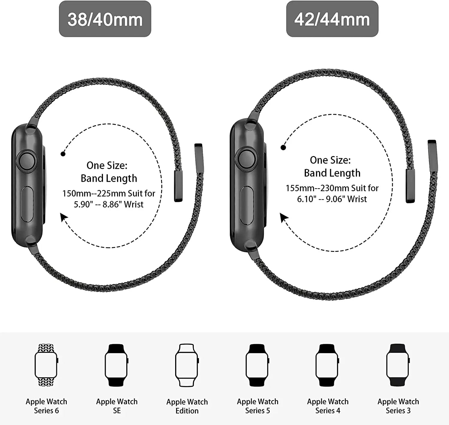 Hochwertiges Luxus-Stahlarmband mit Magnetschlaufe für die Apple Watch Serie 1 2 3 4 5 6