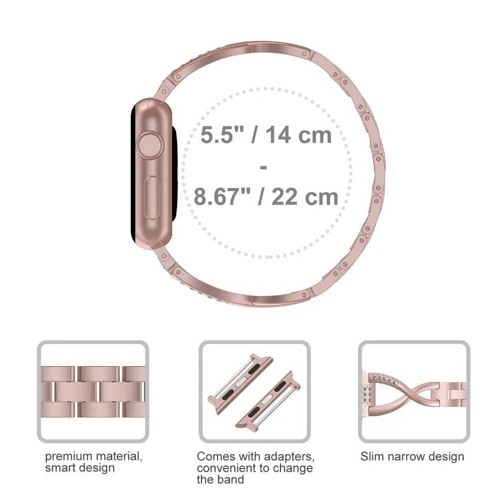 Luxuriöses Armband mit Diamantnieten für die Apple Watch Series 7 41 mm 45 mm