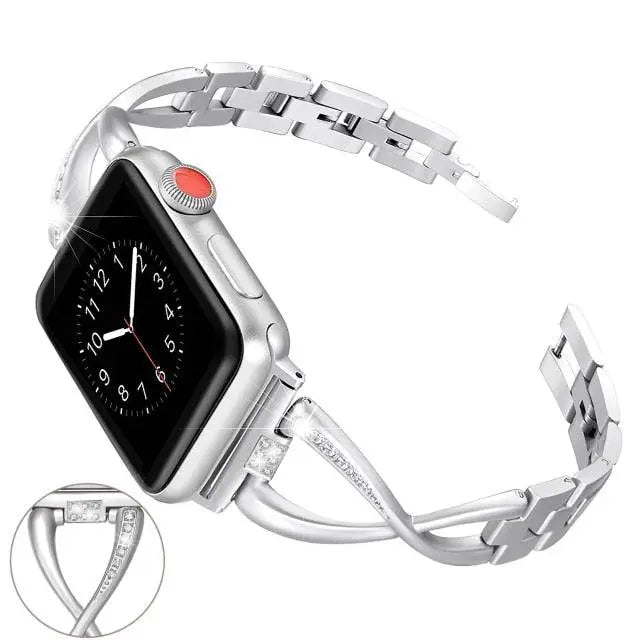 Luxuriöses Armband mit Diamantnieten für die Apple Watch Series 7 41 mm 45 mm