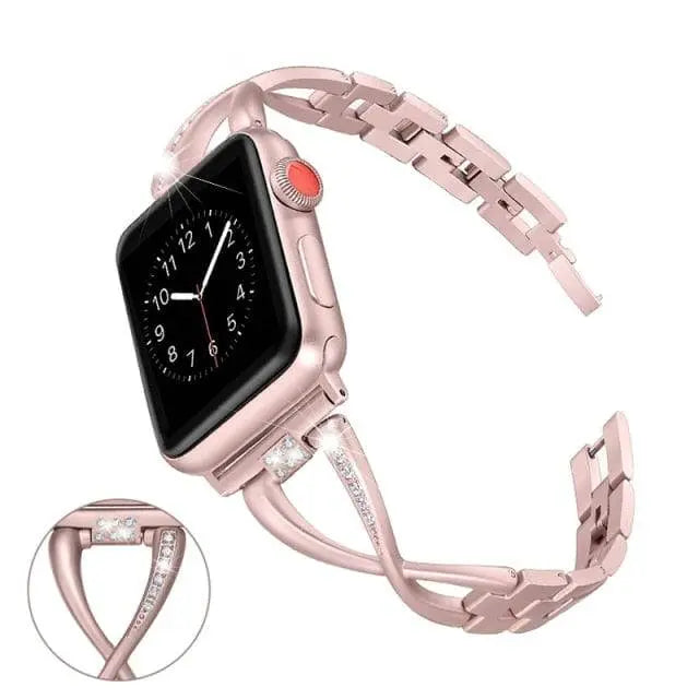 Luxuriöses Armband mit Diamantnieten für die Apple Watch Series 7 41 mm 45 mm