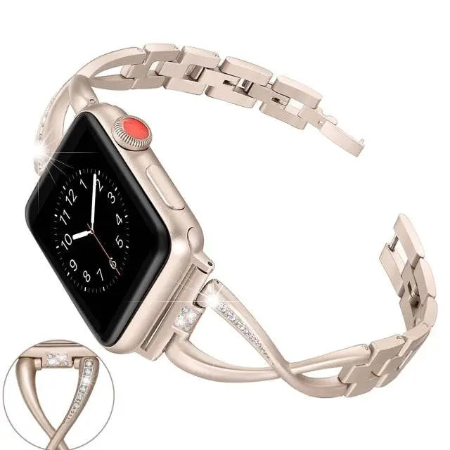 Luxuriöses Armband mit Diamantnieten für die Apple Watch Series 7 41 mm 45 mm