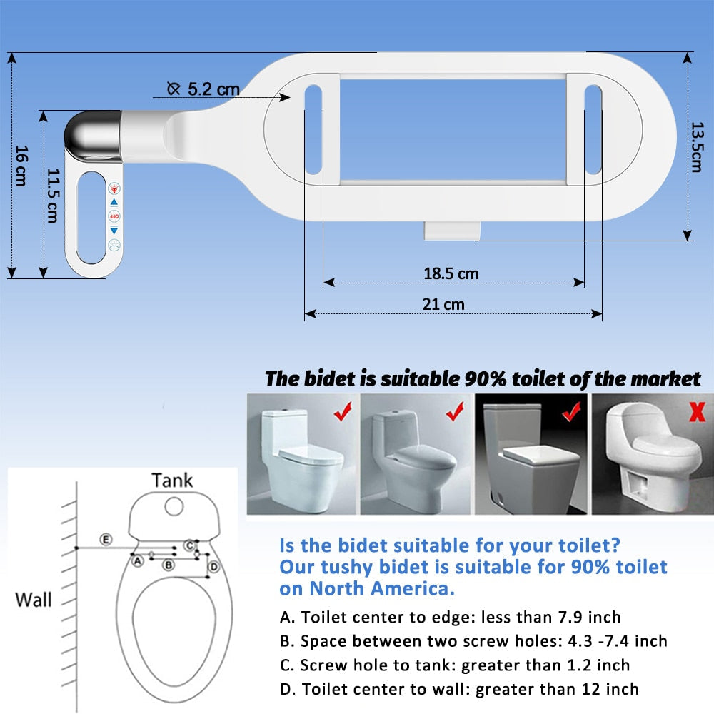 Ultra-schlank verstellbares Wasser manuelles Bidet