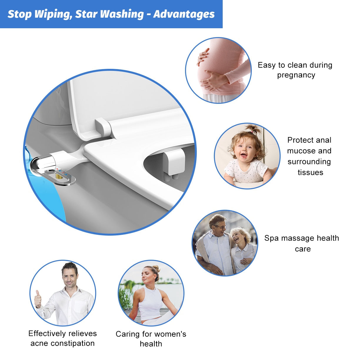 Ultra-schlank verstellbares Wasser manuelles Bidet