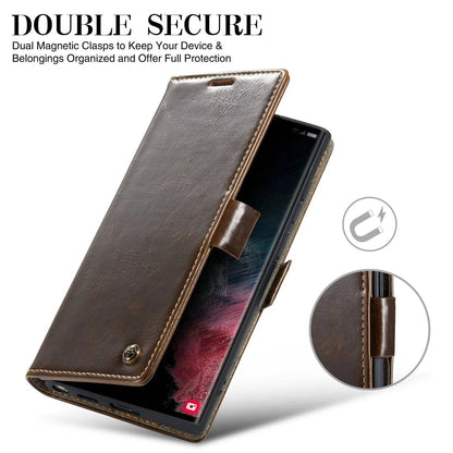 Pinnacle Premium Leder-Brieftaschenhülle für Samsung Galaxy S22 Ultra