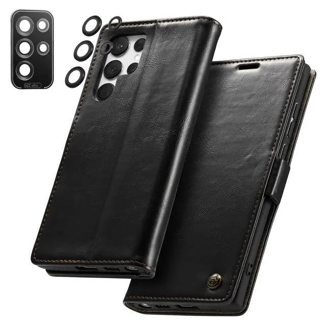 Pinnacle Premium Leder-Brieftaschenhülle für Samsung Galaxy S22 Ultra