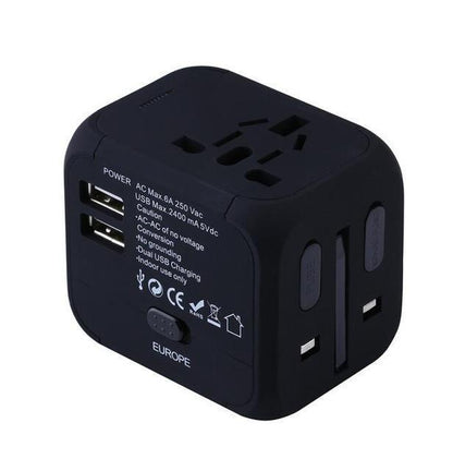 Universal Reiseadapter Weltweit mit USB – 4 Geräte Ladefunktion, CE Zertifiziert, Kompakt &amp; Sicher