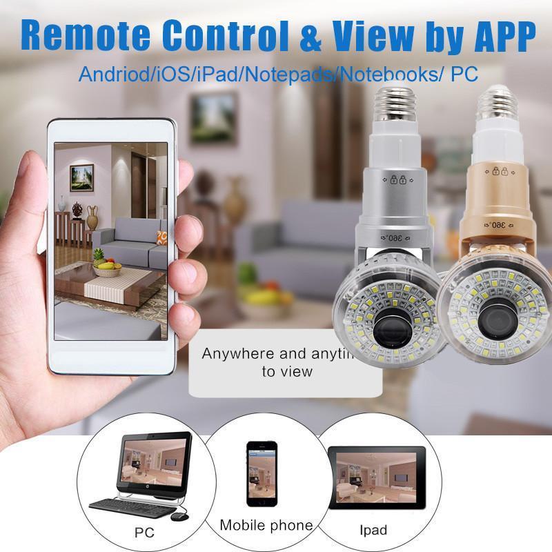 WLAN Glühbirne-Kamera mit 360° Drehung – HD Überwachungskamera mit Nachtsicht &amp; Zwei-Wege-Audio, einfache Installation über Lampenfassung