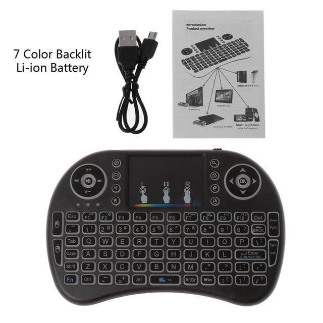 Mini Wireless Tastatur mit Touchpad &amp; Hintergrundbeleuchtung – Kompatibel mit Smart-TV, PC, Android TV Box