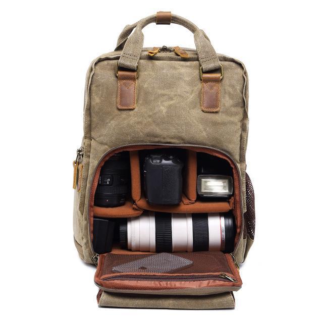 Wasserdichter gewachster Canvas Kamera Rucksack