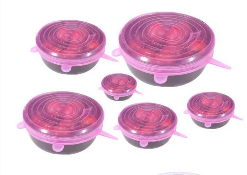 Wiederverwendbare Silikondeckel 6er Set – FlexiFrisch