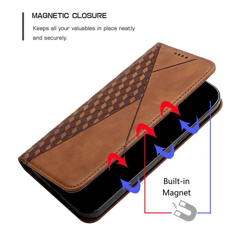 Rhombus-Muster Samsung Wallet Handyhülle | Flip Cover Leder für Galaxy A Serie