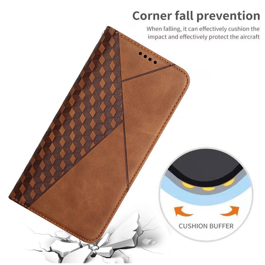 Rhombus-Muster Samsung Wallet Handyhülle | Flip Cover Leder für Galaxy A Serie