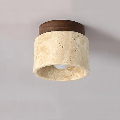 Rustikale Travertin-Deckenleuchte – Wabi-Sabi Design