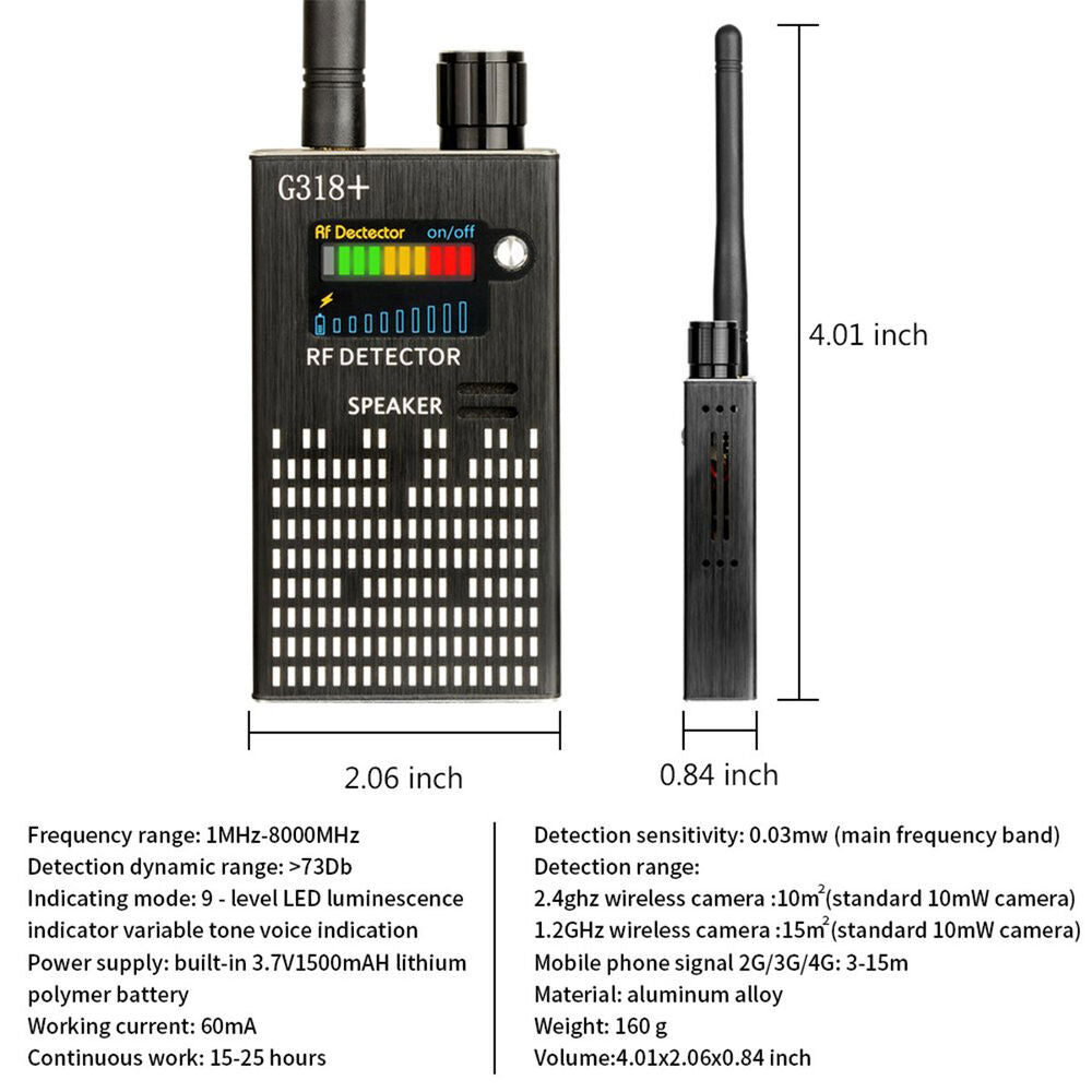 Anti-Spy Signal Bug RF Detektor Versteckte Kamera Laserlinse GSM GPS Gerätefinder