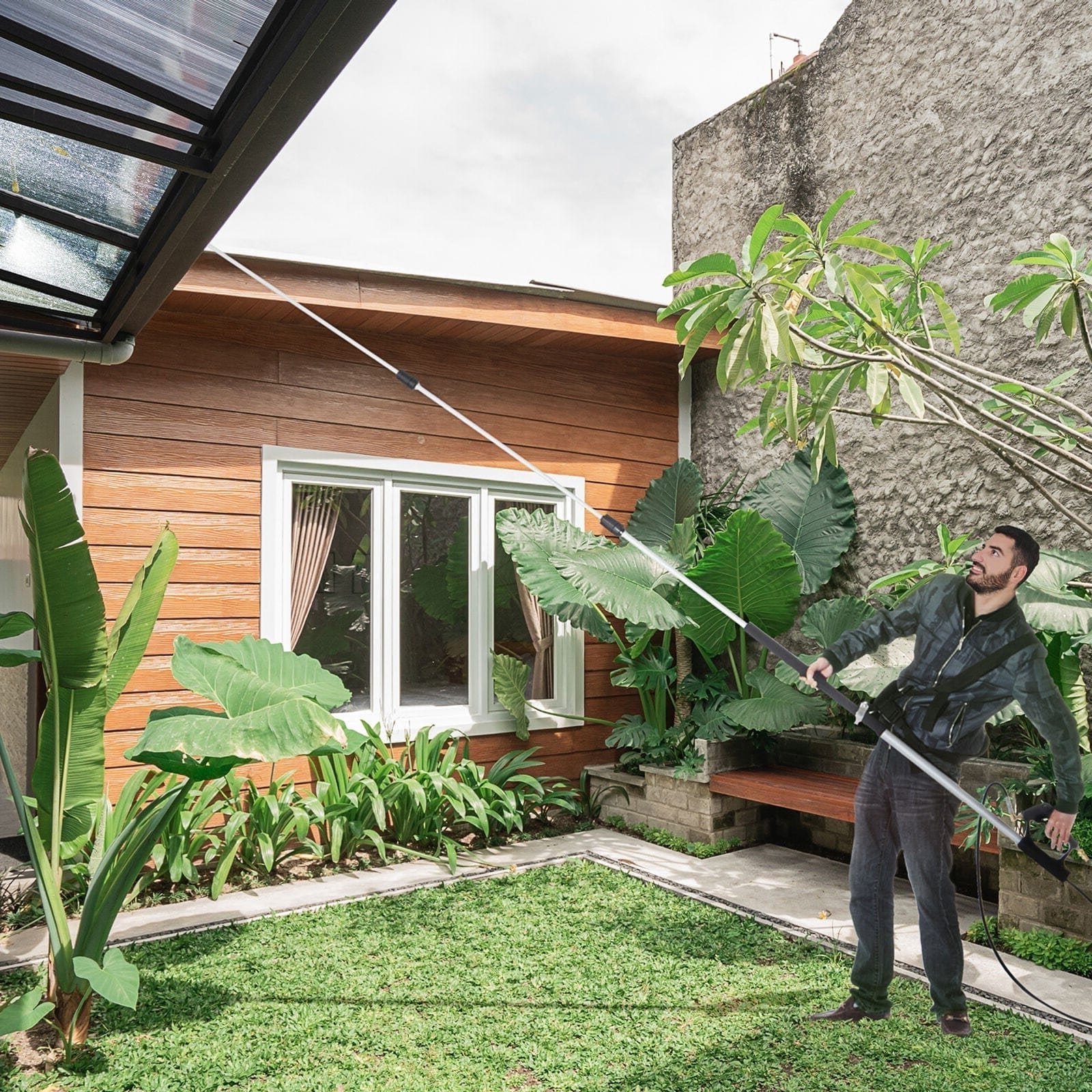 Teleskopverlängerungsstange Hochdruckreiniger 6–20 Fuß mit Adapter, Düsen &amp; Tragegurt