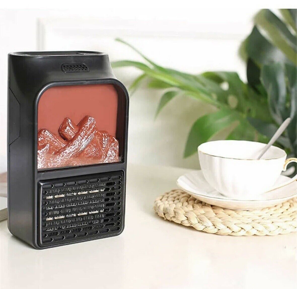 Tragbarer Elektroheizer 900W, kompakt &amp; sicher mit Fernbedienung und Kaminflammen-Effekt