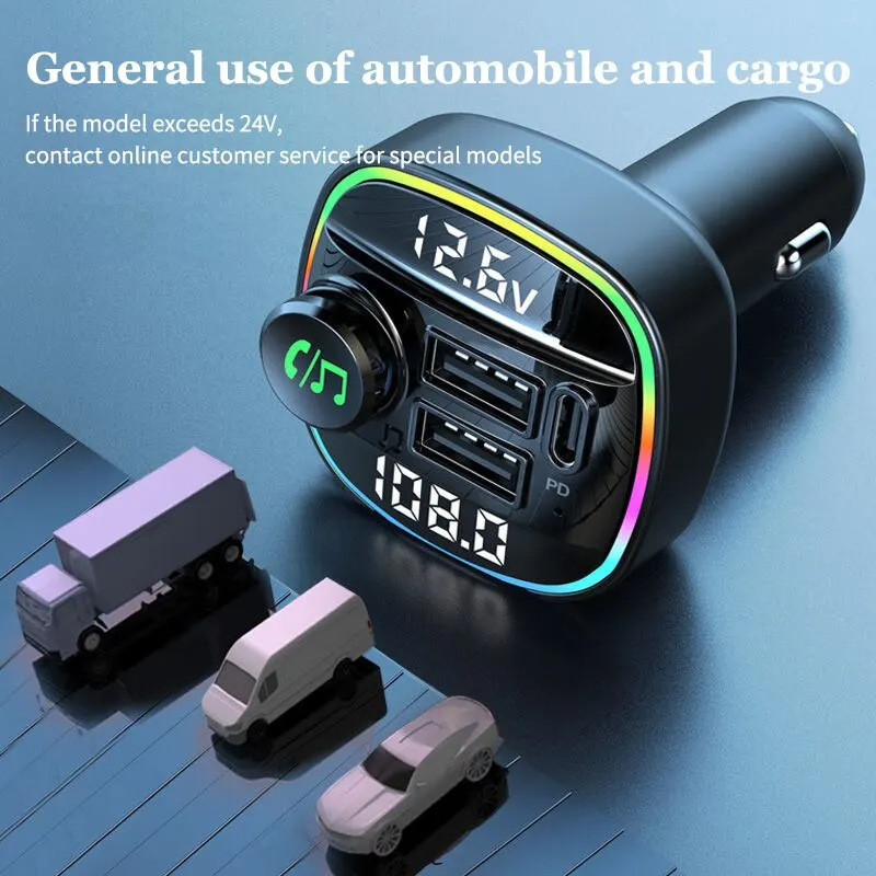 Bluetooth 5.0 Auto Drahtloser FM Transmitter Adapter USB Ladegerät AUX