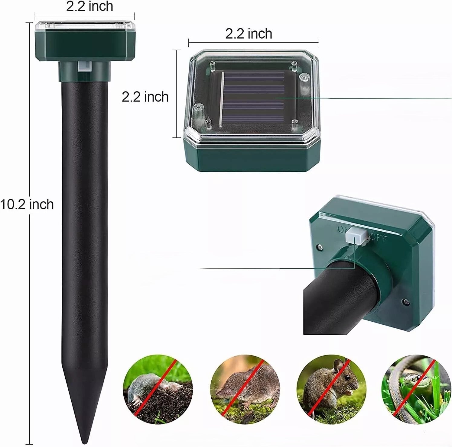 8er Pack Maulwurf-Abwehr Solar Sonic Erdmäuser Repeller Gopher Abwehr Vole