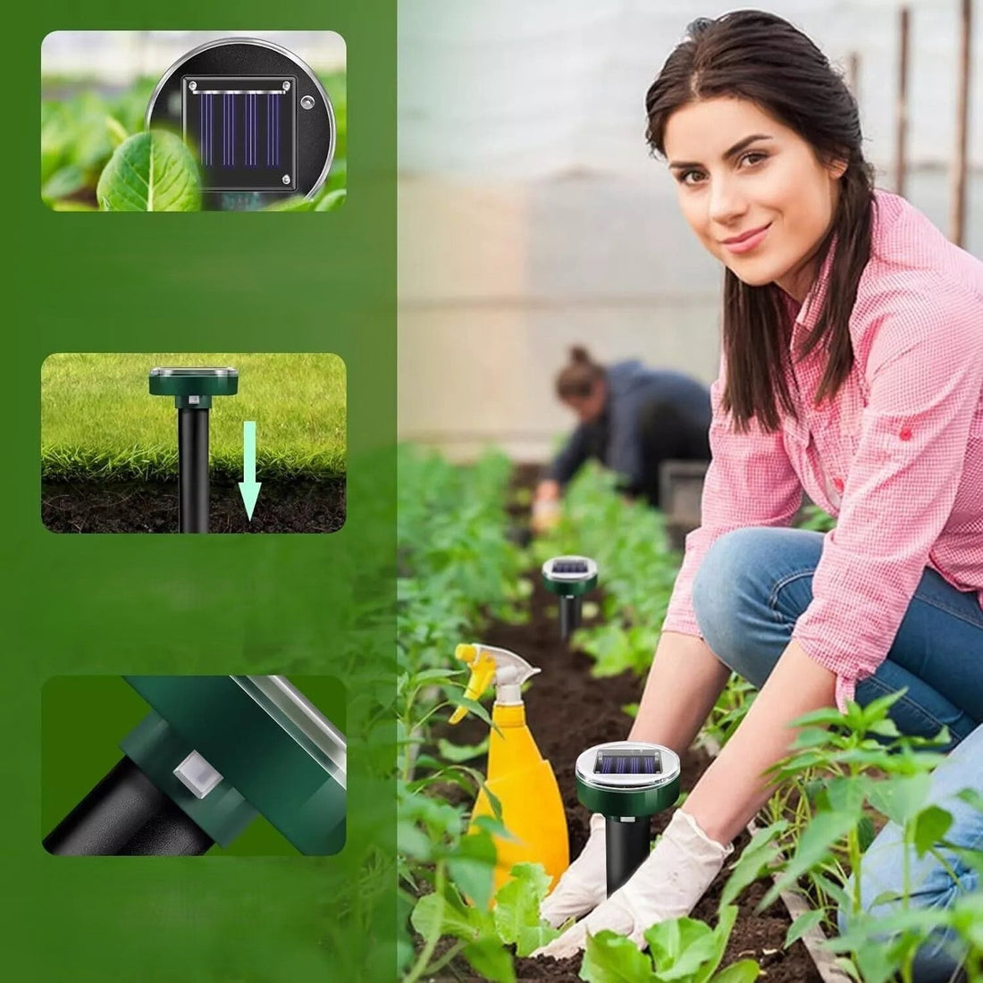 8er Pack Maulwurf-Abwehr Solar Sonic Erdmäuser Repeller Gopher Abwehr Vole