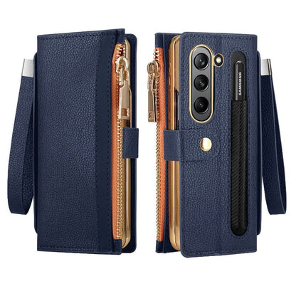 Mit S-Pen-Halter Leder-Brieftaschenhülle für Samsung Galaxy Z Fold 5 4