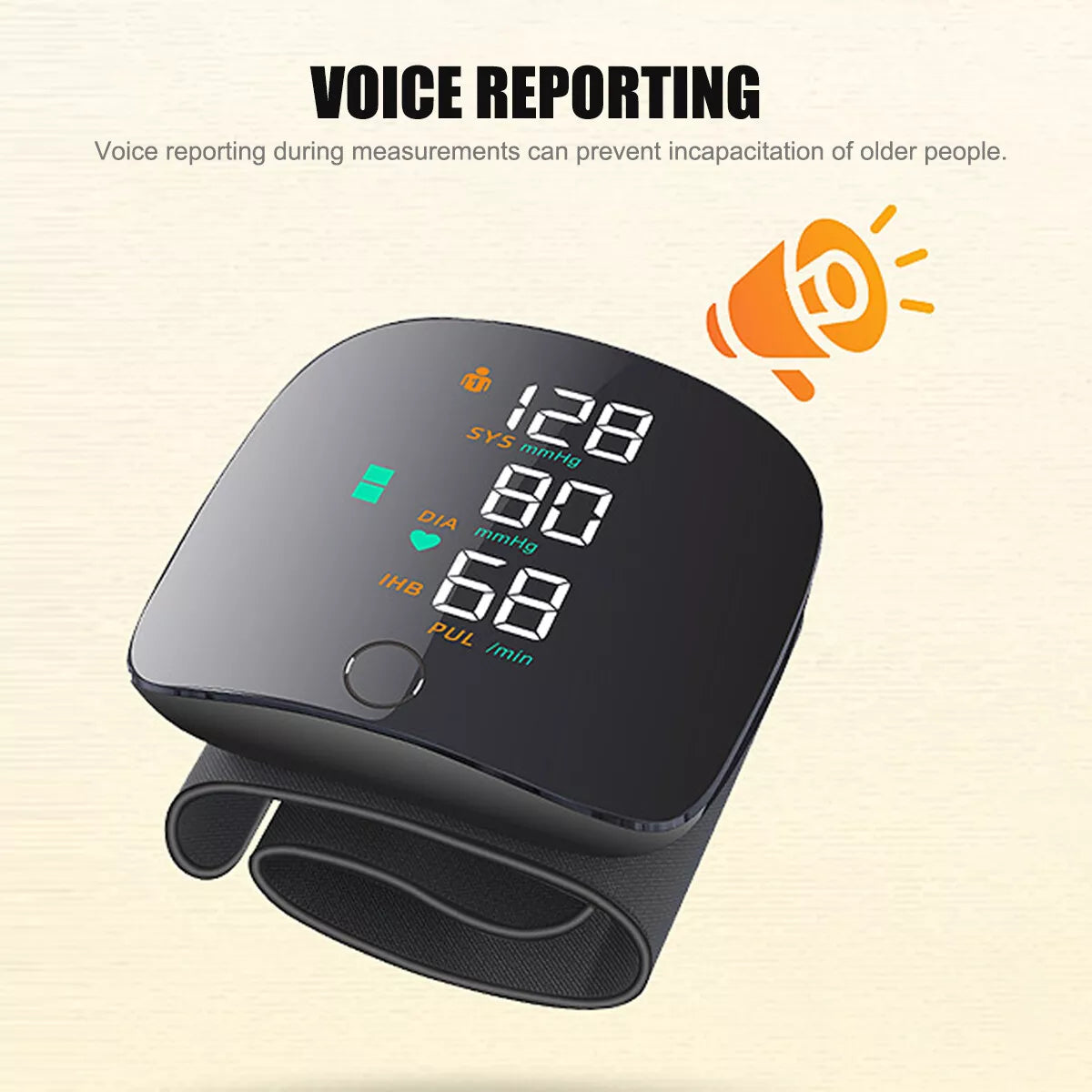 Smart Wrist Blutdruckmonitor – Elektronisches tragbares Sphygmomanometer mit Sprachwarnungen