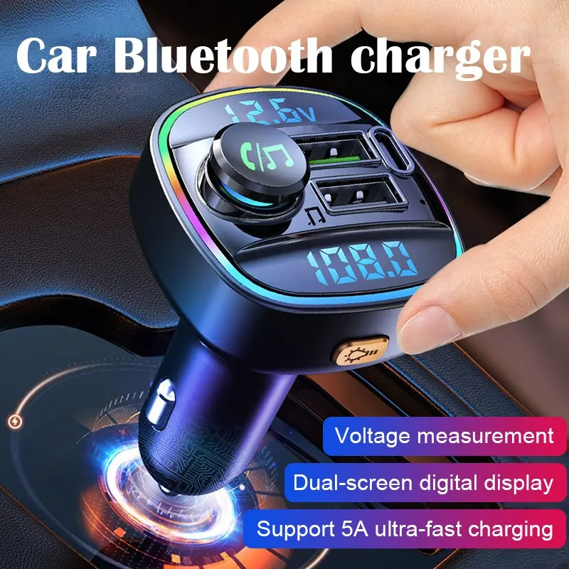 Bluetooth 5.0 Auto Drahtloser FM Transmitter Adapter USB Ladegerät AUX