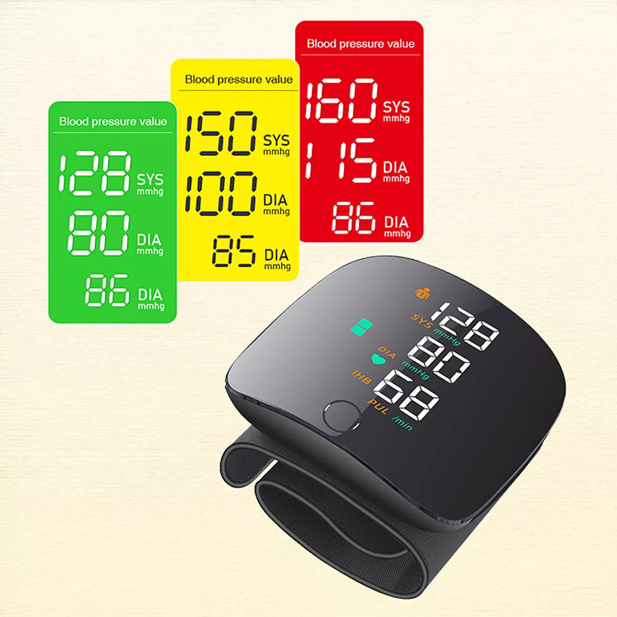 Smart Wrist Blutdruckmonitor – Elektronisches tragbares Sphygmomanometer mit Sprachwarnungen