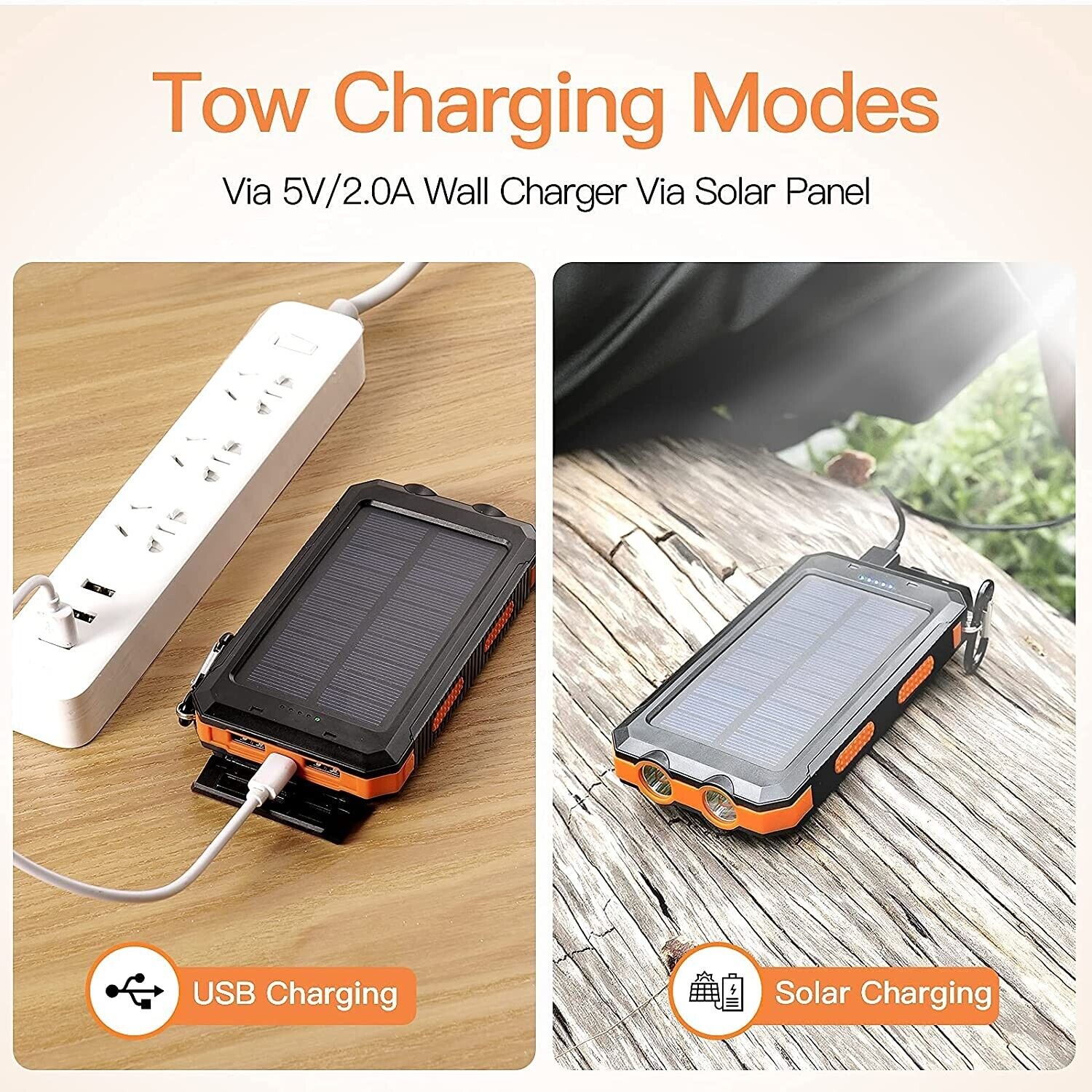 Zelara 20000 mAh Dual USB Tragbare Solar Power Bank Dual USB Ladegerät Mit Taschenlampe